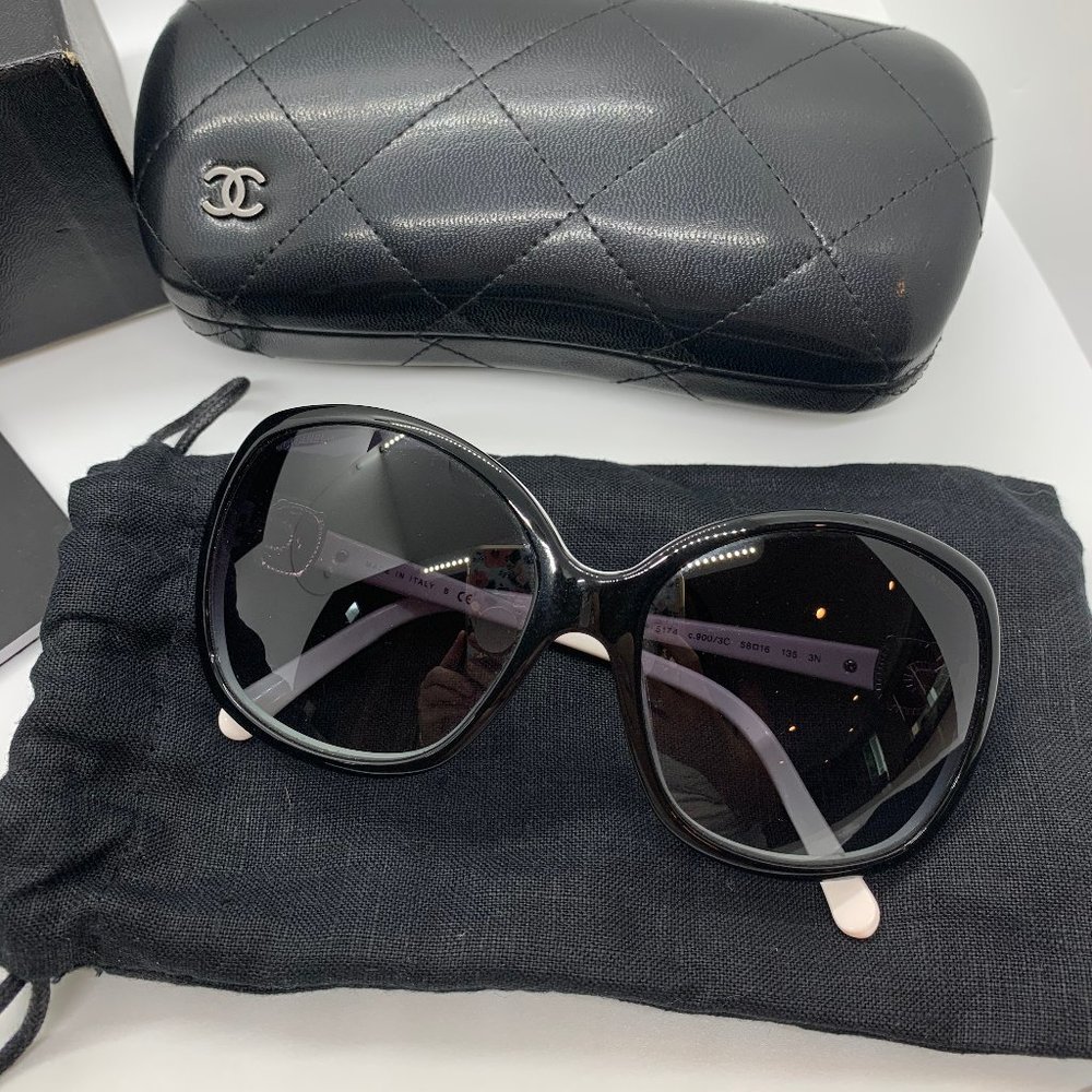 CHANEL Sunglasses Black and White Style 5174